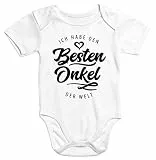 MoonWorks® Kurzarm Baby Body Ich habe den besten Onkel der Welt Spruch Geschenk Bio-Baumwolle weiß 3-6 Monate
