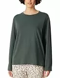 Schiesser Damen Schlafshirt Langarm Baumwolle-Mix + Relax Pyjamaoberteil, dunkelgrün_182103, 44