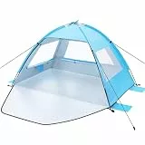 Strandmuschel für 1-3 Personen, Strandzelt mit UV-Schutz 50+ Windschutz, Stabiles Sonnenschutz Strand Zelt, Beach Tent with Carry Bag mit kleines Packmaß für Baby Kinder Familie Camping Garten Strand