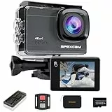 Apexcam M90 mit 128G Karte Action Cam 4K60FPS 64MP WLAN EIS Bildstabilisierung Sportkamera mit Touchscreeen Unterwasserkamera 40m Wasserdicht 8X Zoom 2.4G Fernbedienung 2x1350mAh Akkus mit Zubehör-Set