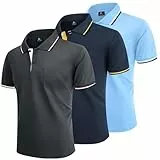 LLdress 3er Pack Poloshirt Herren Kurzarm Atmungsaktiv Poloshirt Set Leichtes Golf Polohemd Schnelltrocknend T Shirt