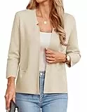 GRACE KARIN Strickjacke Damen Elegant Open Front Langarm Blazer Jacke Business Outfit Büro Cardigan Aprikose XL