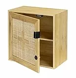 WENKO Medikamentenschrank Allegre, abschließbares Schränkchen zum Aufbewahren von Medikamenten aus Bambus und Rattangeflecht im Boho-Style, inklusive Befestigungsmaterial, 30 x 30 x 17,8, Natur