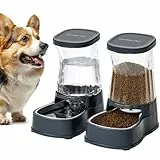 Gardner Pet Futter- und Wasserspender Satz (3.85L*2), Automatischer Futterautomat Katze mit Edelstahlschüssel, Gravitation Wasserspender Katzen Kein Strom Erforderlich, Stabiles Design, BPA Frei, Grau
