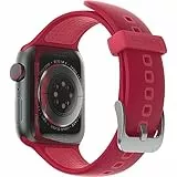 OtterBox All Day Uhrenarmband für Apple Watch Series 9/8/7/6/SE 2. gen/SE 1. gen/5/4/3 - 42mm/44mm/45mm, Weiches, Angenehmes und Strapazierfähiges Silikonband für Apple Watch, Rot