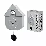 Fisura - Graue Kuckucksuhr mit weißem Zifferblatt. Wanduhr. Originelle Wanduhr als Geschenk. 3 AA-Batterien Nicht enthalten. Maße: 21,5x8x41,5 cm. ABS-Kunststoff, Grau und Schwarz