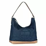 TOM TAILOR Gilda Damen Shopper Umhängetasche Reißverschluss Groß Denim Blau