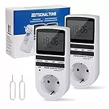 Nach Maß Deutsche Ausführung Zeitschaltuhr Digital - 2 PCS | Digitale Elektrische Zeitschaltuhr Steckdose mit Deutsche System und Tasten | 10 konfigurierbare Programme | 12/24h Modus