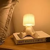 Umikk Lustiges LED Tischleuchte, Lampe „Ein kleiner schüchterner Mann“, Kreative A Little Shy Man Nachttischlampe, USB-Aufladung Tischlampe Mit Schirm, Romantische LED Nachttischlampe (Weiß)