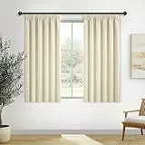 MRTREES Gardinen Wohnzimmer verdunkelungsvorhänge scheibengardinen modern Vorhang Blickdicht Beige kurz verdunkelung 160X140cm (HXB) küchengardinen für Tür Balkon Outdoor Mädchen Jugend Curtains