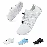 Geweo Barfuss Schuhe Damen Herren Bequem Barfußschuhe Sneaker Leichte Atmungsaktive Zero Drop Barefoot Shoes für Yoga Wandern, rutschfeste Sommerschuhe für Sports & Alltag Fitness Unisex Weiß 37EU