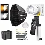 Godox ML100Bi 120W LED Video Licht mit Godox Square Softbox ML-SF50, AK-B02 Handbatterieadapter 2800K-6500K Bi-Color Video Beleuchtung Kit, APP Steuerung, Unterstützung USB-C Aufladung (Kit)