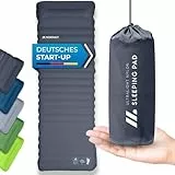 NORDMUT® Isomatte Ultraleicht [mit Reparaturset] - Aufblasbare Luftmatratze Camping kleines Packmaß - Camping Matratze Wetterfest für Outdoor Zelt & Festivals - Dunkelgrau