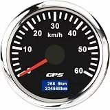 52mm Geschwindigkeitsmesser Boot GPS Tacho Kilometerzähler 0-60Km/H Wasserdichter IP67 7-Farben Tachometer Messgerät für Auto Boot Yacht 12V/24V