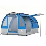 CampFeuer Zelt Smart für 4 Personen | 2000 mm Wassersäule | Blau/Grau | Großes Tunnelzelt mit 3 Eingängen, Herausnehmbare Trennwand | Gruppenzelt, Campingzelt, Familienzelt, Festivalzelt