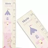 GRAVURZEILE Messlatte für Kinder aus Holz - Schloss Design - mit Namen für Kinderzimmer - Skala misst 80-140 cm - Größe 20 x 70 x 2 cm - Geschenk zur Geburt für Mädchen & Jungen