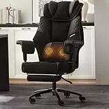 Dowinx XXL Bürostuhl mit Massage-Lendenkissen & Extra-Dicker Sitzpolsterung,Chefsessel mit Atmungsaktivem Mesh & Verstellbaren Armlehnen, Ergonomischer Schreibtischstuhl mit Fußstütze,Schwarz