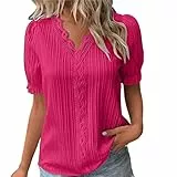HOOUDO Angebot des Tages Blitzangebot Vintage Klamotten Damen Top Hängerchen Damen Pink Damen Oberteile Bauchfrei T-Shirt Musselin Bluse Damen Blau Opus Bluse Damen Mein Bestellung Sale