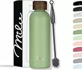 Milu Thermosflasche 500ml Isolierte Edelstahl Thermo Trinkflasche Thermoskanne Auslaufsichere Isolierflasche doppelwandig - Kohlensäure geeignet – inkl. Reinigungsbürste (Olivgrün, 500ml)