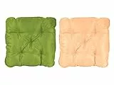 Meerweh Sitzkissen 2er Set Auflage für Sessel Sitzpolster Wendeauflage, grün/beige, ca. 50x50x10 cm