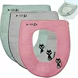 katmerio 3 Stück WC Sitzbezüge, Toilettensitzbezug Warm, Universal Reißverschluß Waschbar Toilettensitzabdeckung Pads, Toilet Seat Cover, WC Sitz Pad Wasserdichtes Antibakterielles WC Sitzkissen