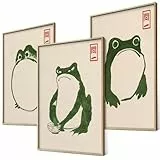 Hoji Frösche Poster Set Ukiyo-e Japanische Kunst Japan Wanddeko Bilder Schlafzimmer Deko Wohnzimmer Dekoration Eklektische Gemälde (3x A3 | Ohne Rahmen)