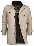 Indicode Herren Brandon Kurzmantel mit Stehkragen | Herrenmantel Wollmantel Mantel Männer Greige, XL