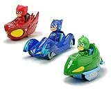 Dickie Toys PJ Masks 3-Pack Set Cars, Auto, Geschenkset bestehend aus: Cat-Car, Owl-Glider und Gekko-Mobil, 7 cm, ab 3 Jahren