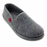 Andrés Machado - Hausschuhe für Herren für Frühling – Unisex Puschen für drinnen und draußen - AM002 – Pantoffeln aus Filz mit rutschfester Gummisohle und geschlossener Hacke – Grau, EU 44