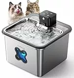 FEELNEEDY Katzenbrunnen Kabellos 3.2L, Trinkbrunnen für Katze Edelstahl 4000mAh Akku, Wasserbrunnen für Katzen mit Bewegungsmelder, Spülmaschinenfester