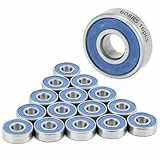 QWORK® 16 pièces 608RS Kugellager, ABEC 9, Double Shielded Miniatur Rillenkugellager,für Skateboards, Rollerlager, Inline Skates