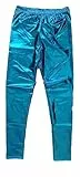 krautwear Damen Mädchen Leggings Leggins Metallic Glänzend Wet Look Latex Kunstleder Partylook (blau-LXL)