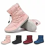Wizshoe Kinder Barfußschuhe Mädchen Winter Schuhe Winterstiefel Jungen Wasserdicht Winterboots Winterschuhe Barfussschuhe Barfuss Schuhe Rutschfest Warm Gefüttert Rosa 35