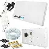 netshop 25 Megasat Flachantenne Profi Line H30 D4 Quad inkl. Fensterhalterung + 50m Kabel + 4X Fensterdurchführung. Neueste Generation mit besten Empfangswerten für HD und SD TV Set