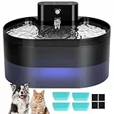 Aomig 2.2L Trinkbrunnen für Katze und Hunde Kabellos 12Pcs Katzenbrunnen Kabellos mit Bewegungsmelder und Akku 2200mAh Wasserbrunnen für Katzen Ultraleise Katzentrinkbrunnen für Haustiere (Schwarz)