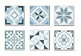 Untersetzer-Set, 6 Stück, Größe: 10 x 10 cm, mit originellem Druck, weich, 2 mm, Dicke (10 cm, Eileen Blau)