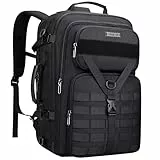 WITZMAN Reiserucksack Herren 45L Groß Nylon 3 in 1 Reisetasche Rucksack für Flugzeug Fit 17 Zoll Laptop Rucksack Reise（B688 Schwarz）
