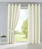 2er Set Vorhänge Blickdicht Gardinen Matt Lichtdurchlässig »Palermo« mit Ösen und Raffhalter Dekoschal HxB 175x140 cm Creme, 10000265-2