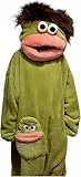Generisch Silly Onesie Fleece Pajamas Lustiger Grüner Monster-Hoodie aus Fleece Kuscheliger Ultraweicher Einteiler Zuhause Damen Herren Pyjama Schlafanzug Cosplay Jumpsuit Karneval (XL)