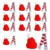 20 Stück Mini Weihnachtsmütze und Mini Schal,Nikolausmütze Klein,Kleine Weihnachtsmützen,Basteln Filz Weihnachten Besteckhalter Hats,Mini Hut mit Schal für Tischdeko Flaschen Deko Dekoration Geschenk