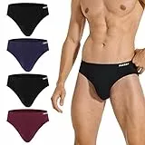 INNERSY Unterhosen Männer Slip Weich Unterwäsche Herren mit 3D Beutel Slips Bunt Mehrpack 4 (L, 2 Schwarz/Dunkelrot/Marine)