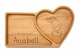 Laser Tattoo Hier krümelt Brettchen Schale Teller aus Holz mit Herz Form - 30x18x2cm aus Buchenholz geölt. Tolle Geschenkidee für Mädchen und Junge