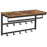 HOOBRO Wandgarderobe mit Ablage, Wandregal mit 10 Haken und Stangen, Wandmontiertes Hängeregal, 80 x 30 x 42 cm, für Flur, Wohnzimmer, Schlafzimmer, Badezimmer, Industriestil EBF12YM01