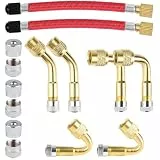 Kettion Ventilverlängerung Adapter 45 90 135 Grad Winkelventil Autoventil mit 12MM Ventilkappen 2 Ventilverlängerungsschlauch für Auto Motorrad Fahrrad,Schrader Ventile