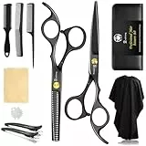 Bozhihong Friseurschere Set, 6.7 Zoll Professionelle Haarschere Set, Scharfe Haarschneideschere mit Friseurumhang, Effilierscheren für Damen Herren Kinder, Haarschne Schere für Familie Friseursalon