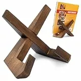 PUERSI Kochbuchhalter, Buchständer aus Holz, Buchhalter, Rezepthalter für Küche, Buchaufsteller, Buch halterung, Vintage, Rustikal-Braun (Packung mit 1)