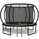 Devoko Trampolin Outdoor Ø 228/305/366/427 cm, GS-Zertifikat, Kindertrampolin Gartentrampolin mit Sicherheitsnetz, Rundes Riesentrampolin mit Leiter und Schuhbeutel