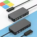 Neues Microsoft Surface Dock mit drei Displays, Dual HDMI+VGA mit Netzteil, 12-in-1-Surface-Dockingstation für Microsoft Surface Pro 11/10/9/8/X/7/6/5/4/3, Surface Laptop 7/6/5/4/3/2/1,Surface Book Go