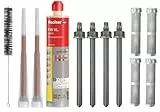 Schwerlastbefestigung SET M10x130mm EDELSTAHL A4 - FISCHER Montagemörtel VL300 T + 4 Gewindestangen + 4 Siebhülsen 16x85mm + Zylinderbürste/Klebeanker Ankerstangen