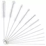 Vicloon Kleine Reinigungsbürste Für Kaffeevollautomat, 12 Pcs Strohhalm Bürste Set, Flasche Reinigungsbürsten Milchschlauchbürste Nylon Schlauchbürste Set für Teekanne Düse, Flaschenbürste Dünn - Weiß